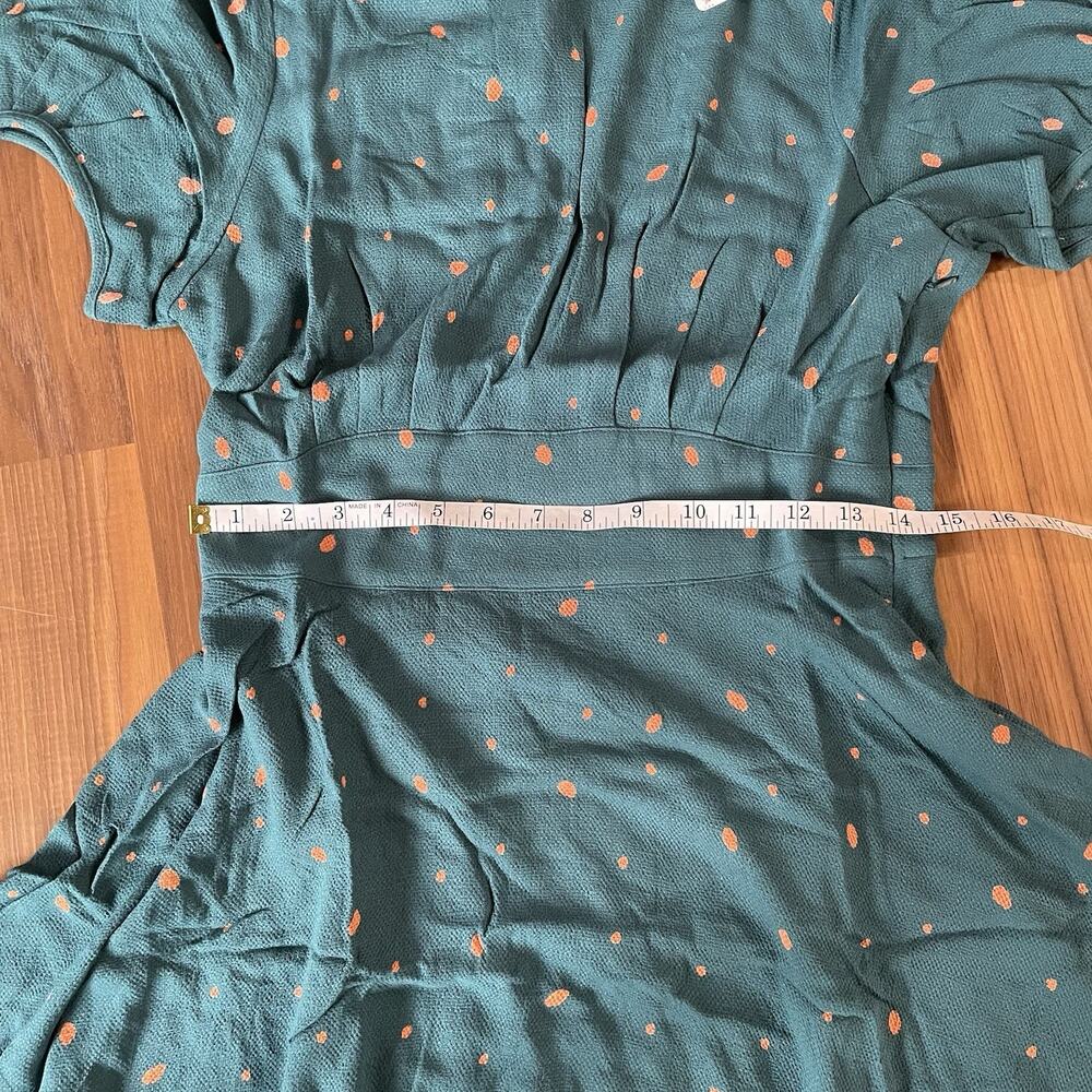 NWT Women's Free People Abbie Fit & Flare Dress Mini Size 8 Green Polka Dot - Picture 3 of 9